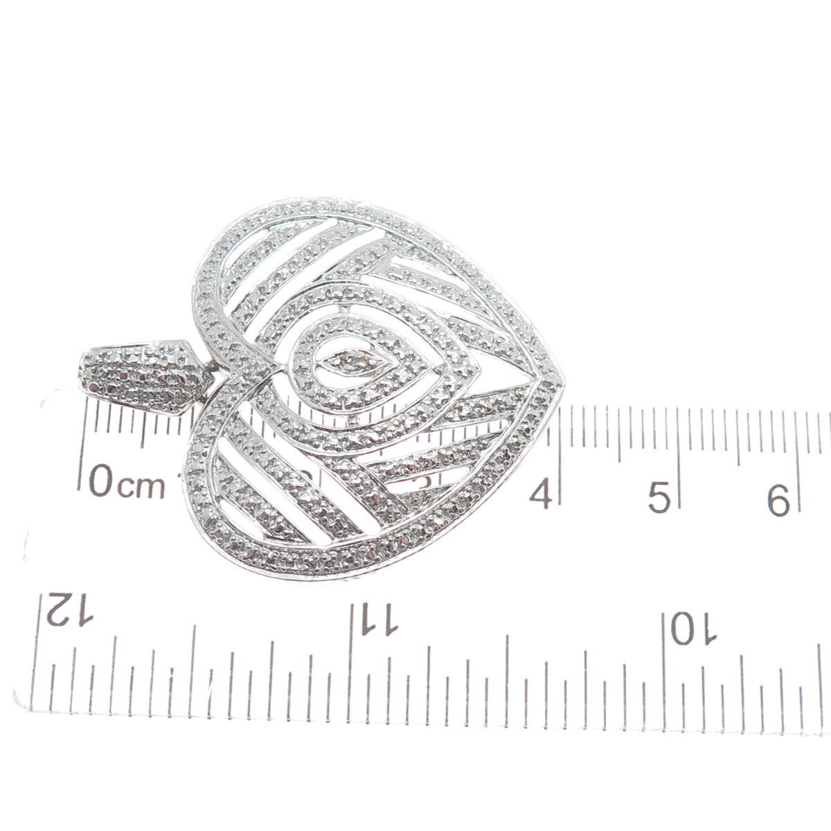 ROSS SIMONS 925 Sterling Silver Real Diamond Accent Cutout Heart Pendant
