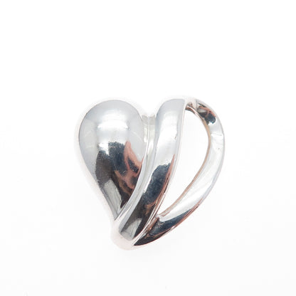 925 Sterling Silver Vintage Modernist Heart Slide Charm Pendant