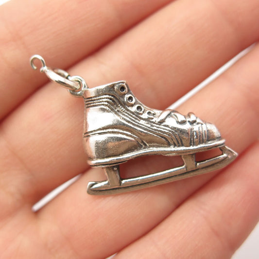 925 Sterling Silver Vintage BEAU Ice Skating Shoe Charm Pendant