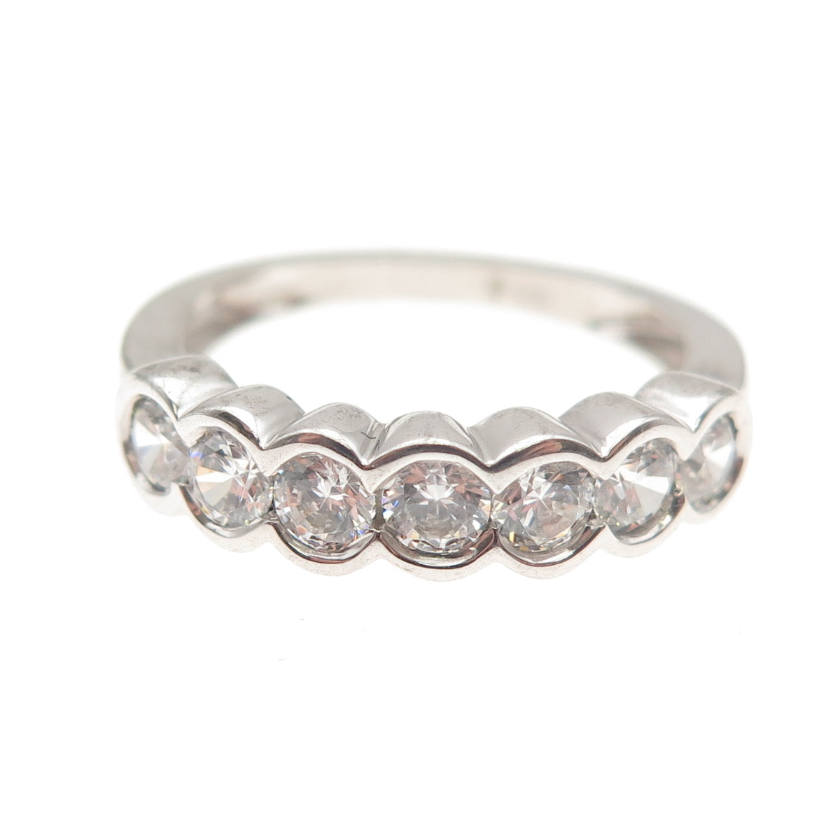 925 Sterling Silver Round-Cut C Z Half Eternity Ring Size 7