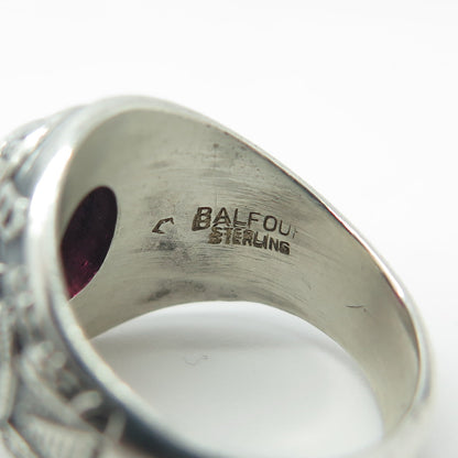 BALFOUR Sterling Silver Vintage Lab-Ruby Boston University 1957 Ring Size 5.25