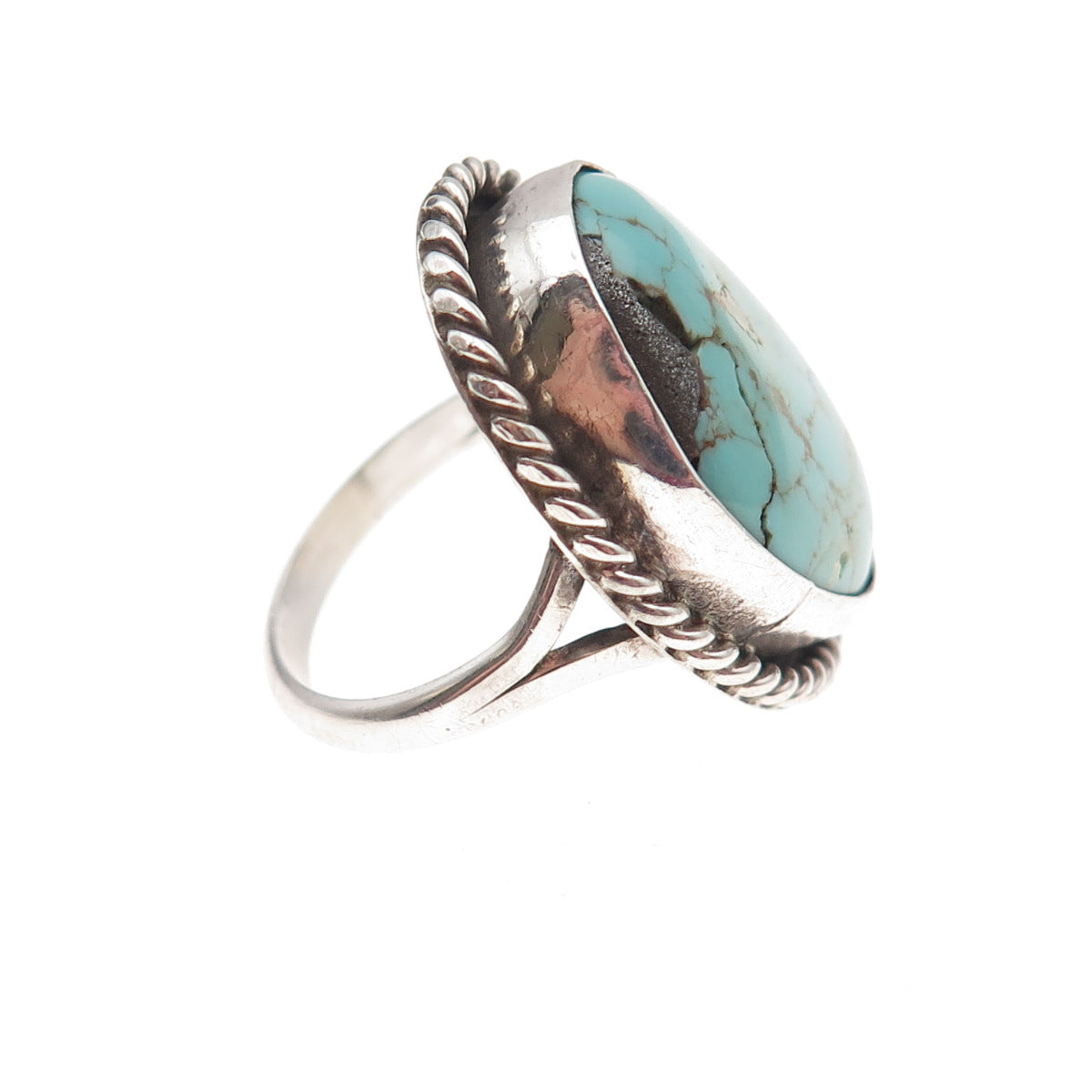 Old Pawn 925 Sterling Silver Vintage Southwestern Turquoise Tribal Ring Size 5