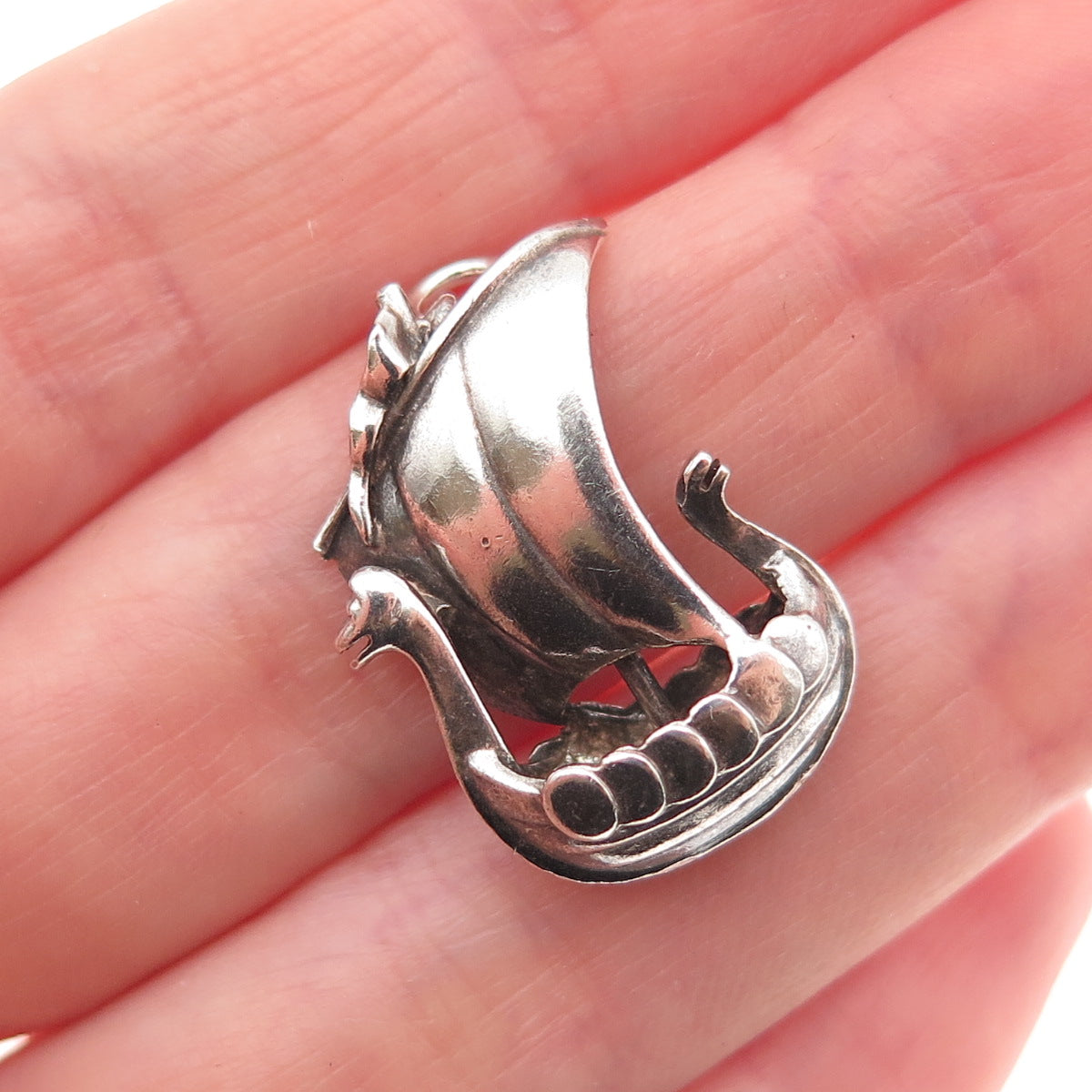 AAW Aage Wiemar 925 Sterling Silver Vintage Denmark Viking Ship Charm Pendant