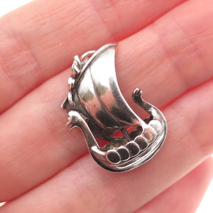 AAW Aage Wiemar 925 Sterling Silver Vintage Denmark Viking Ship Charm Pendant