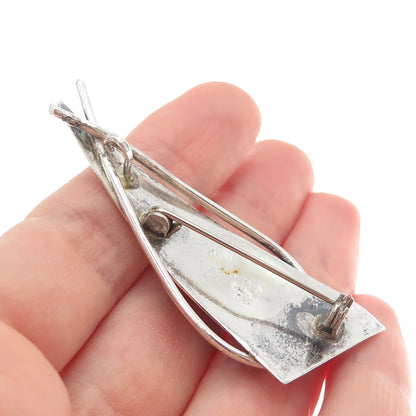 925 Sterling Silver Vintage BAR Israel Real Eilat Modernist Pin Brooch / Pendant