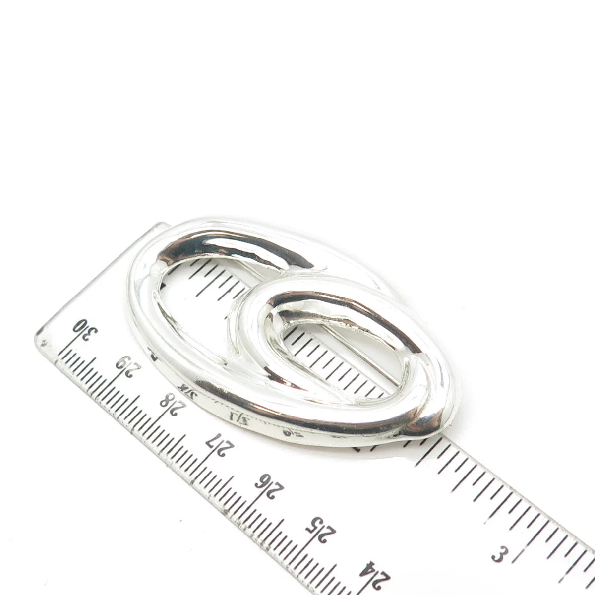 925 Sterling Silver Vintage Modernist Oval Pin Brooch