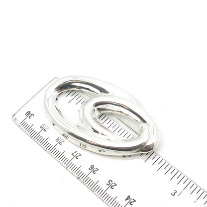 925 Sterling Silver Vintage Modernist Oval Pin Brooch