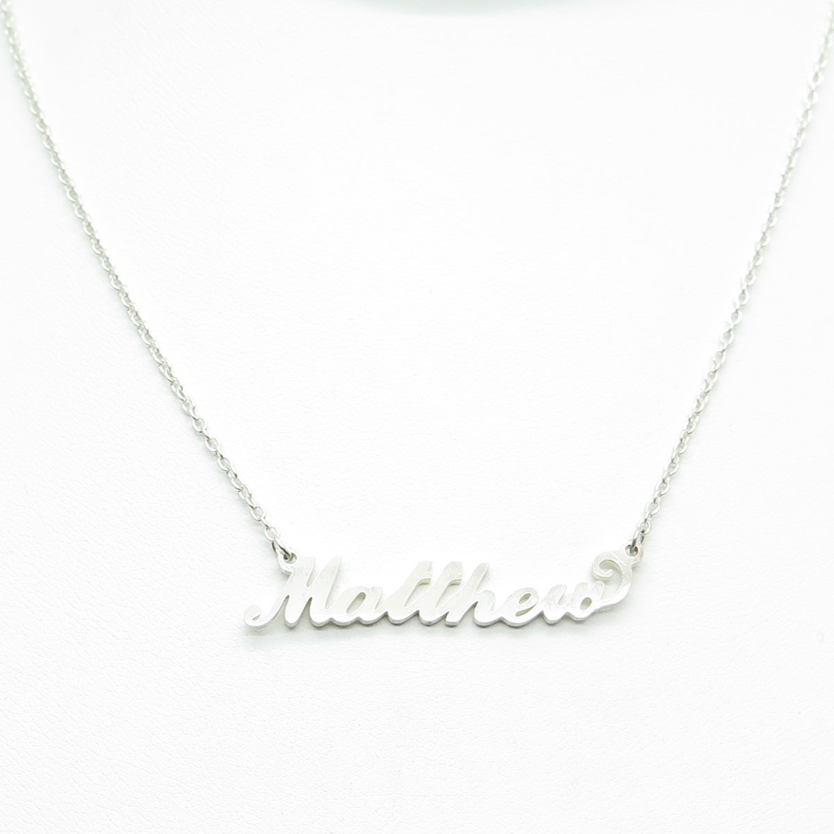 925 Sterling Silver "Matthew" Personalized Cable Chain Necklace 16"