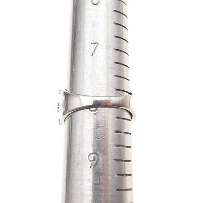 925 Sterling Silver Real Tapered Baguette & Round-Cut Diamond Ring Size 8