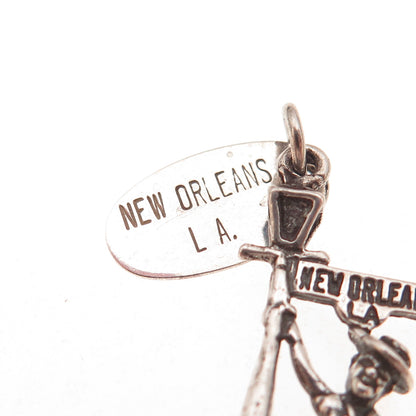 Maisels 925 Sterling Silver Vintage New Orleans Drunk at Lamppost Charm Pendant
