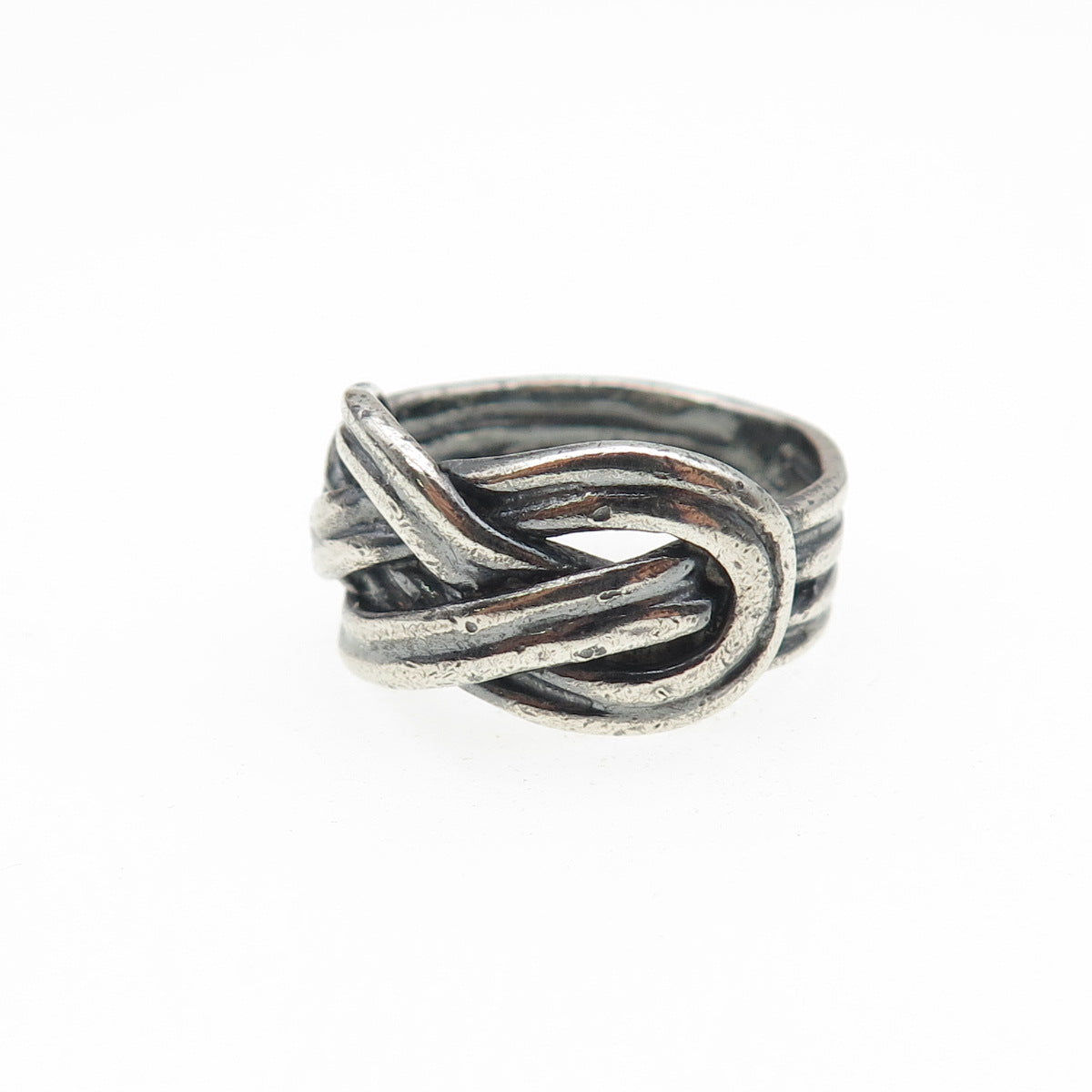 925 Sterling Silver Vintage Modernist Knot Oxidized Ring Size 5.5