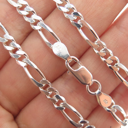 925 Sterling Silver Vintage Figaro Chain Necklace 20"