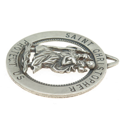 925 Sterling Silver Antique Art Deco St. Christopher Religious Pendant