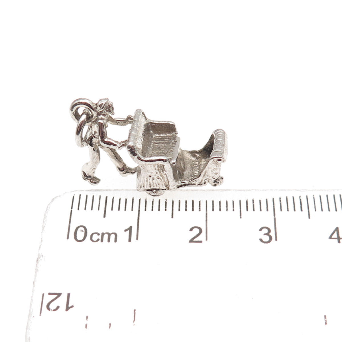 Cellini 925 Sterling Silver Vintage Rolling Strolling Chair 3D Charm Pendant