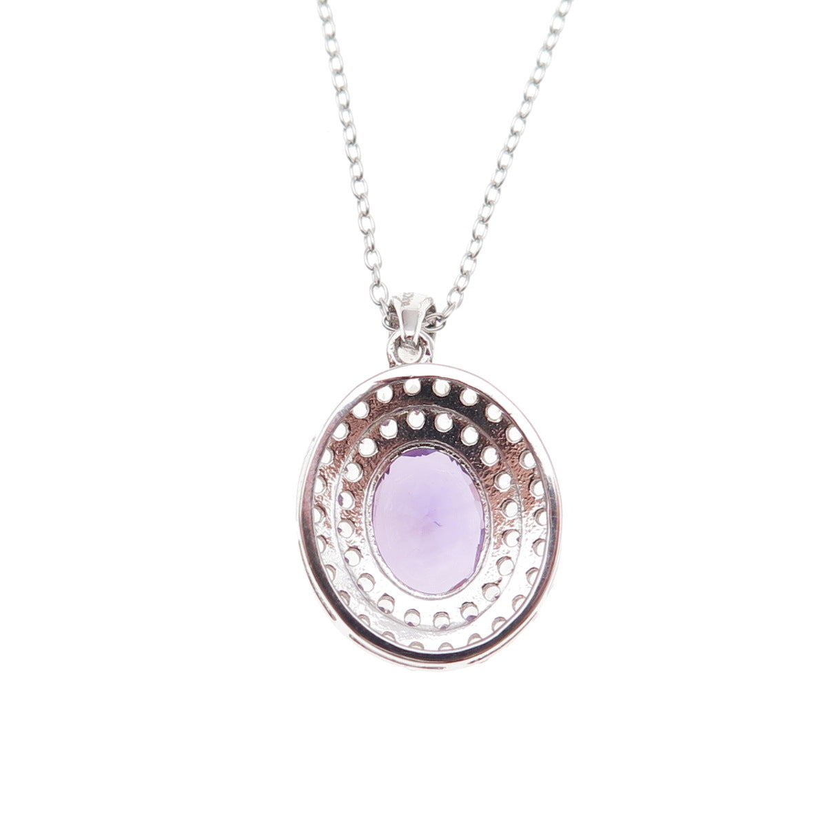 925 Sterling Silver Real White Topaz & Lab-Created Peacock Sapphire Necklace 18"