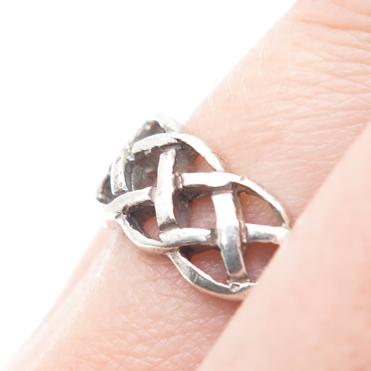 925 Sterling Silver Vintage Celtic Knot Oxidized Ring Size 8.75