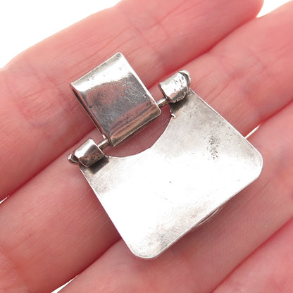 925 Sterling Silver Vintage Real Amethyst Modernist Pendant