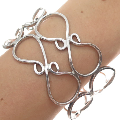 925 Sterling Silver Vintage Mexico Infinity Ornate Adjustable Cuff Bracelet 7"