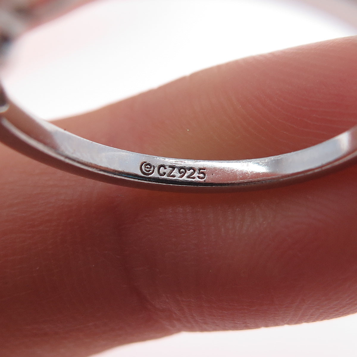 925 Sterling Silver Round & Pear-Cut C Z Engagement Ring Size 8.25