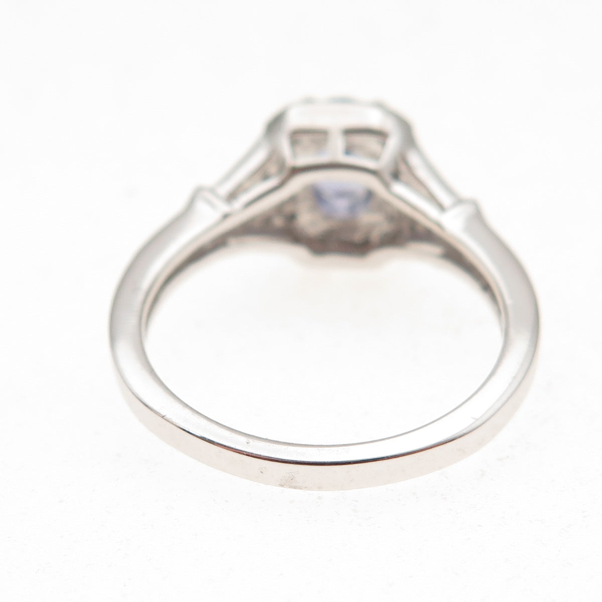925 Sterling Silver Real Tanzanite & White Topaz Ring Size 7.75
