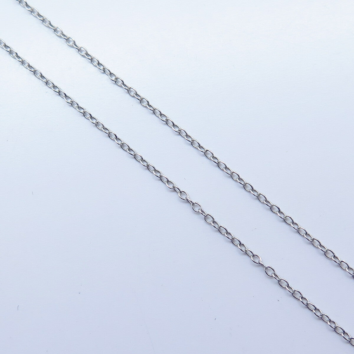 925 Sterling Silver Real White Diamond Heart Pendant Rolo Chain Necklace 16"
