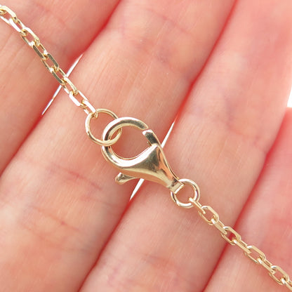 925 Sterling Silver Gold Plated Vintage Rose Box Tassel Cable Chain Necklace 18"