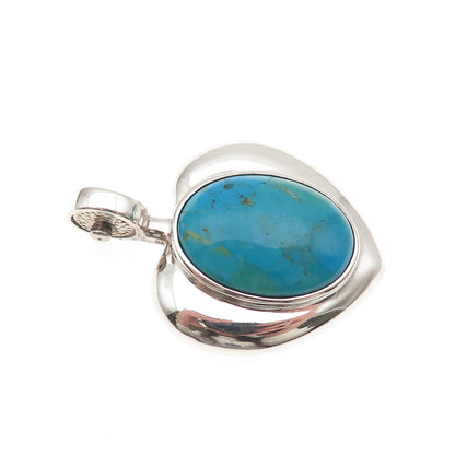 ESPO Joseph Esposito Sterling Silver Vintage Real Turquoise Heart Clip Pendant