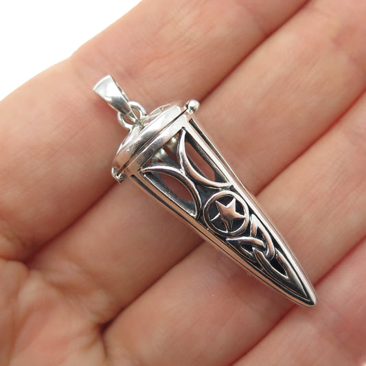 PETER STONE 925 Sterling Silver Vintage Celtic Knot Oxidized Locket Pendant
