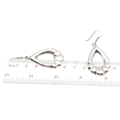 925 Sterling Silver Vintage Mexico Modernist Teardrop Dangle Earrings