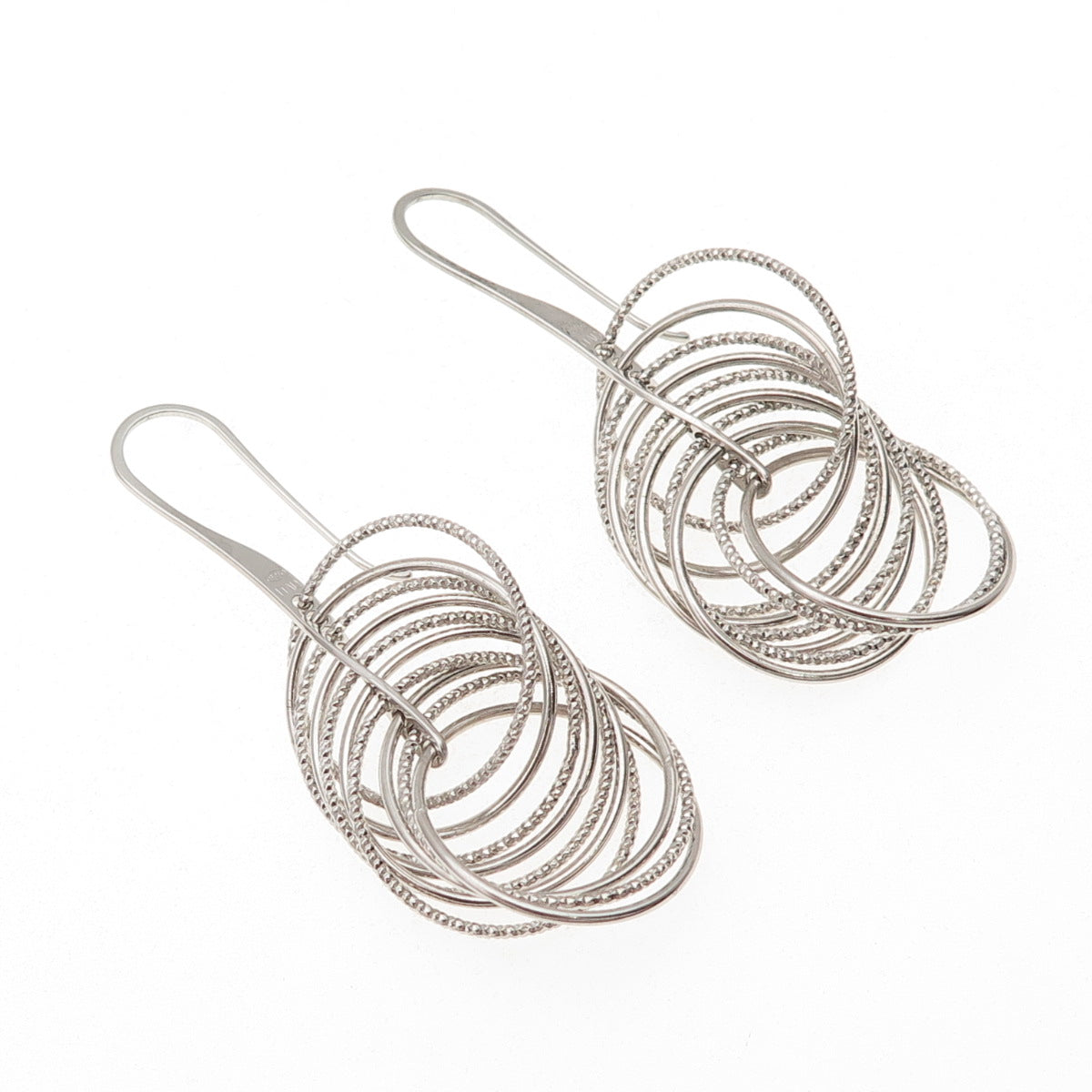 925 Sterling Silver Italy Interlocked Circle Dangle Earrings
