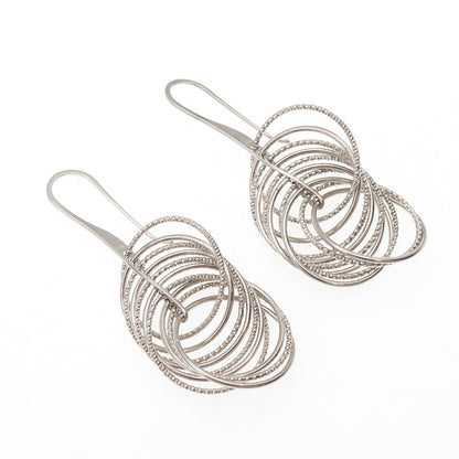925 Sterling Silver Italy Interlocked Circle Dangle Earrings