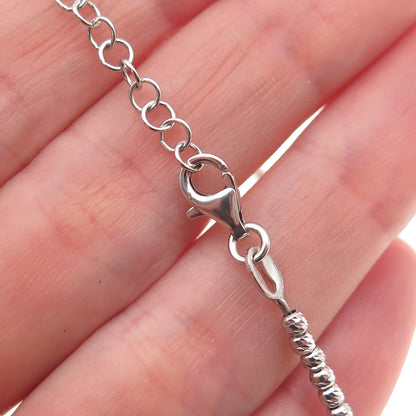925 Sterling Silver Italy Diamond-Cut Ball Beaded Link Bracelet 6.75-7.75"