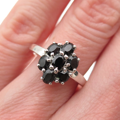 Chuck Clemency Sterling Silver Vintage Real Oval-Cut Black Spinel Ring Size 5.25