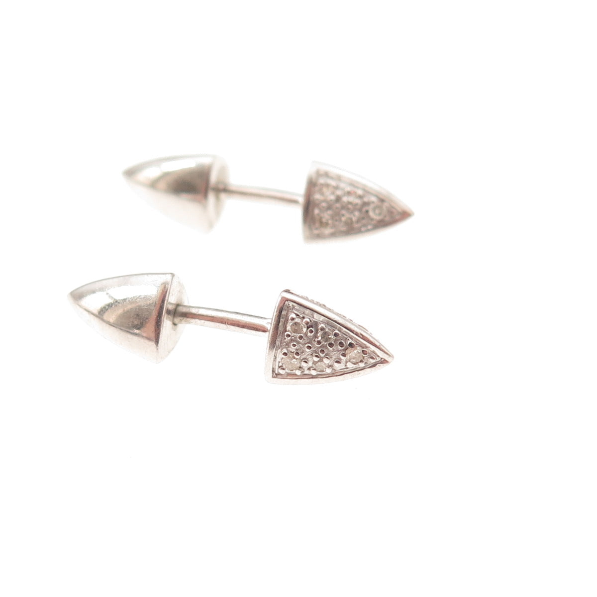 925 Sterling Silver Real Round-Cut Diamond Stud Earrings
