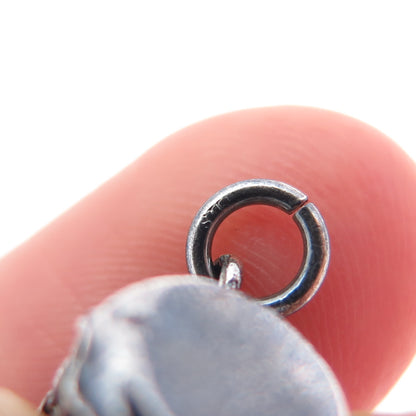 925 Sterling Silver Vintage Ethnic Drum Oxidized Minimalist 3D Charm Pendant