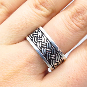 925 Sterling Silver Vintage Braided Band Ring Size 9.75