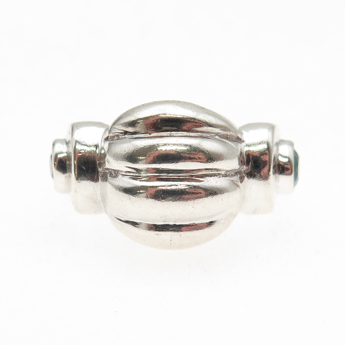 925 Sterling Silver Vintage Real Amethyst & Apatite Modernist Ring Size 7.75