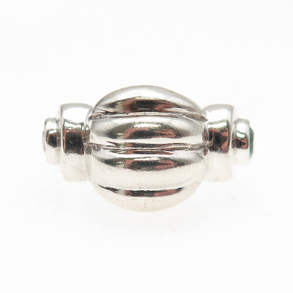 925 Sterling Silver Vintage Real Amethyst & Apatite Modernist Ring Size 7.75