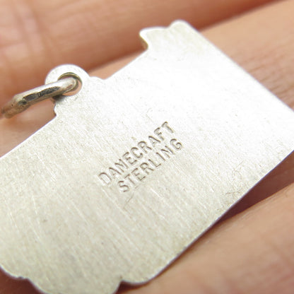 DANECRAFT 925 Sterling Silver Vintage Enamel Pennsylvania Map Minimalist Pendant