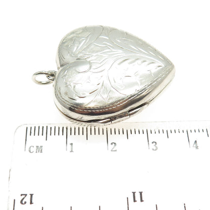 925 Sterling Silver Vintage Engraved Heart Locket Pendant