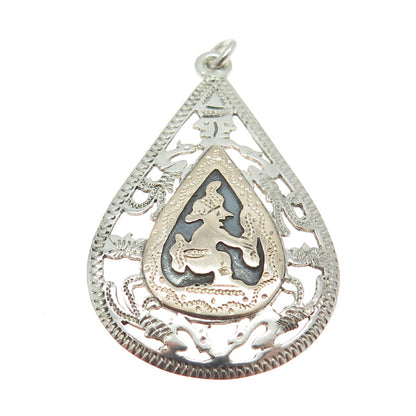 900 Silver & 10K Rose Gold Vintage Guatemala Tribal Warrior Charm Pendant