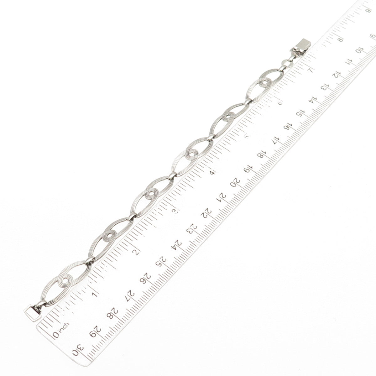 W.E. Richards Sterling Silver Antique Art Deco Interlocked Link Bracelet 7.5"