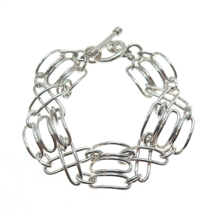 925 Sterling Silver Vintage Modernist Paperclip X Link Bracelet 7"