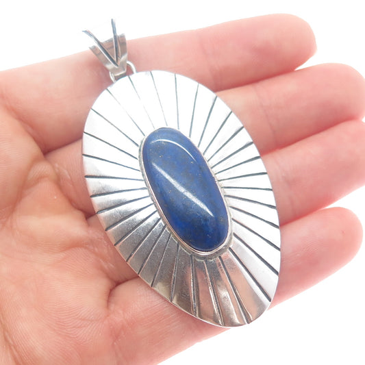 RAGUL CANO 925 Sterling Silver Vintage Mexico Real Lapis Lazuli Tribal Pendant