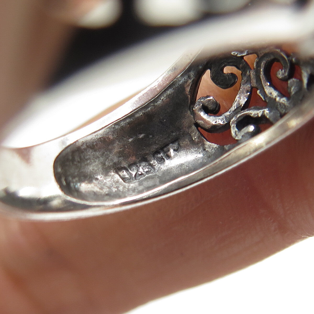 CFJ Collins Fine Jewelry 925 Sterling Silver Vintage Flower Oxidized Ring Size 8