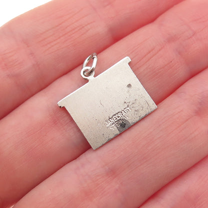 Danecraft Sterling Silver Antique Art Deco Enamel Fireplace Mini Charm Pendant