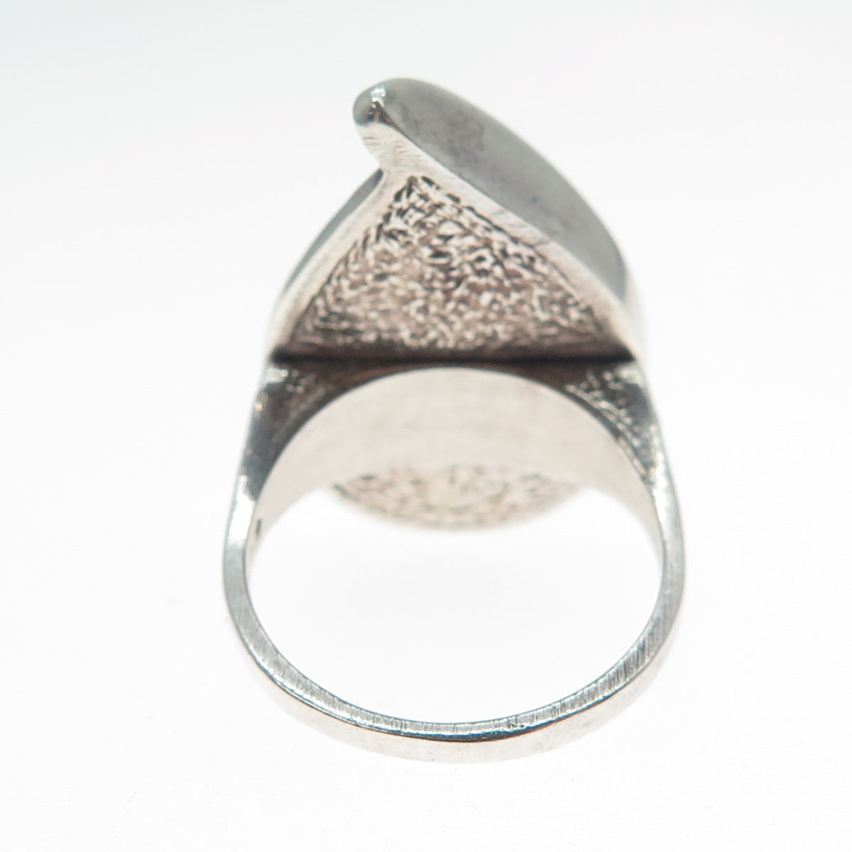 800 Silver Vintage Austria Real Operculum Shell Modernist Oxidized Ring Size 6.5