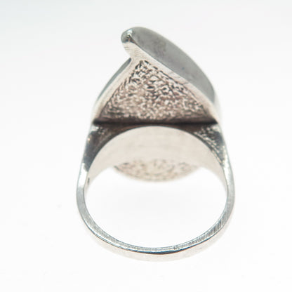 800 Silver Vintage Austria Real Operculum Shell Modernist Oxidized Ring Size 6.5