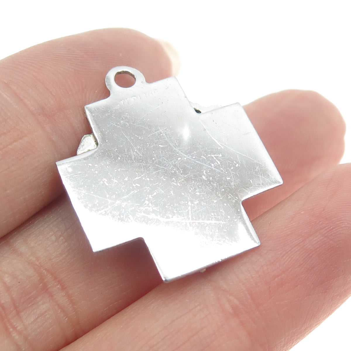 925 Sterling Silver Vintage Jesus Cross Religious Pendant