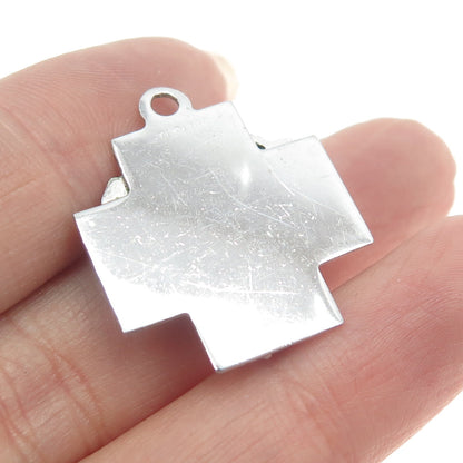 925 Sterling Silver Vintage Jesus Cross Religious Pendant